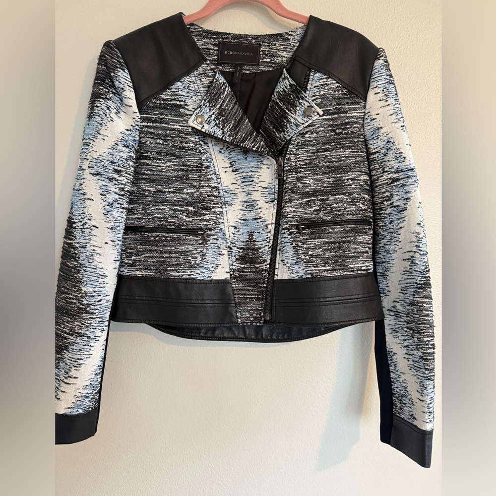 BCBGMaxAzria Black and White Textured Blazer